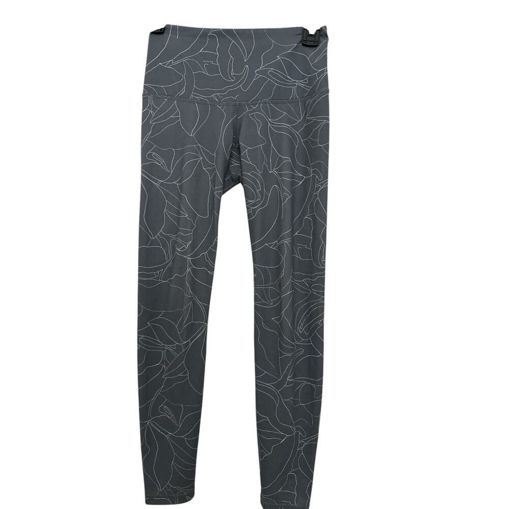 Prana Women’s High Rise Floral Print Activewear Leggings in Grey/White Size XS
